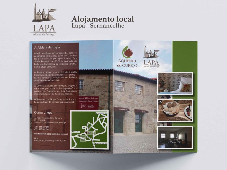 Desenvolvimento e produção Brochura Alojamento local “Casa Aldeia da Lapa”